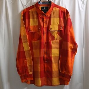 ROCAWEAR  Men's Red and Orange Plaid Shirt